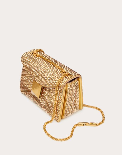 Valentino Garavani Small V Logo Chain Shoulder Bag in Antique Brass