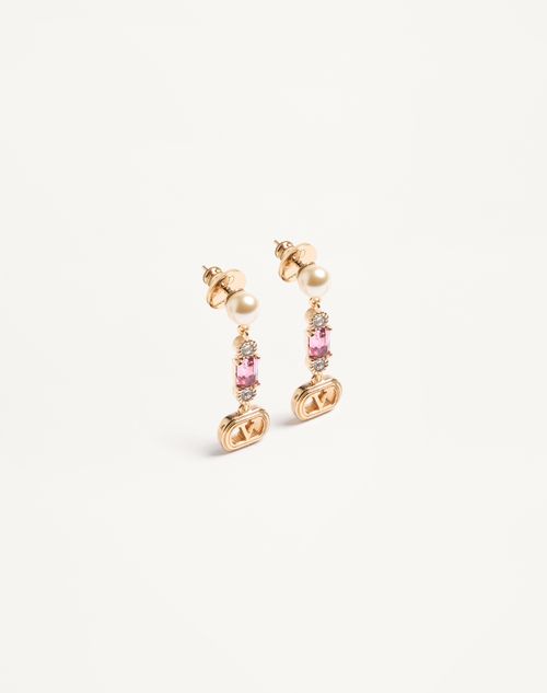 Valentino Garavani - Ovalette Earrings In Metal, Pearl And Swarovski® Crystals - Gold - Woman - Jewellery