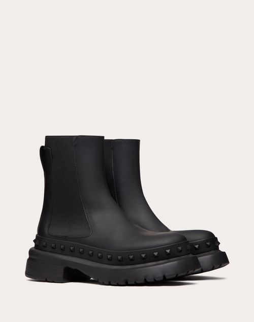 Valentino Garavani - M-way Rockstud Ankle Boot In Calfskin Leather - Black - Man - Boots