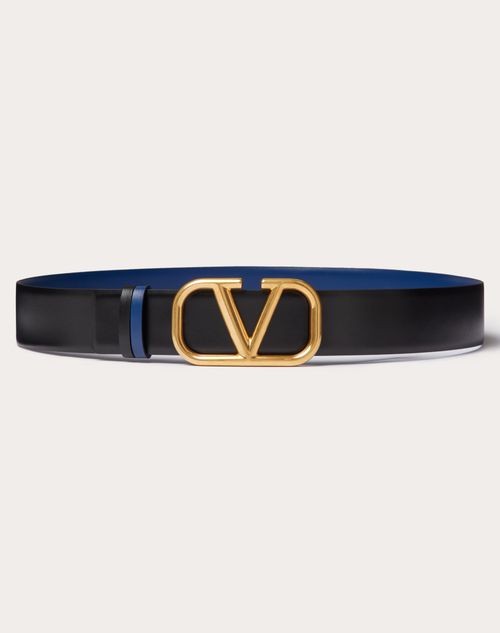 Valentino Garavani - Vlogo Signature Reversible Calfskin Belt 40 Mm - Black - Man - Man Bags & Accessories Sale