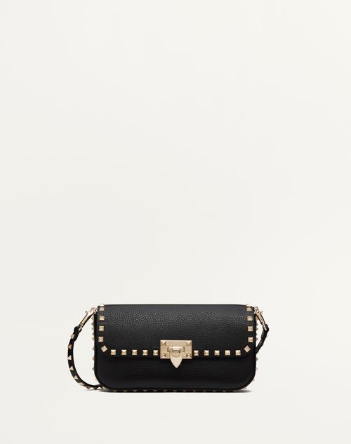 Valentino Garavani - Valentino Garavani Rockstud Shoulder Bag In Grainy Calfskin - Black - Woman - Rockstud - Bags