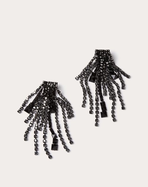 Valentino Garavani - Brightrain Metal And Crystal Earrings - Black - Woman - Jewellery