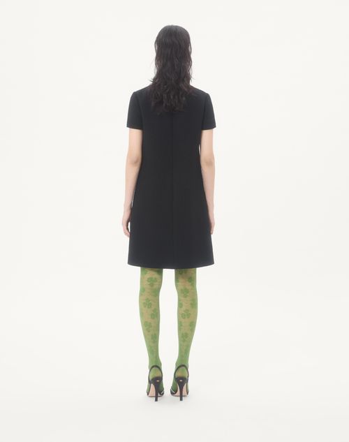 Valentino - Abito Corto In Plain Wool Tweed - Nero/rosso/verde - Donna - Promozioni Private Abbigliamento Donna