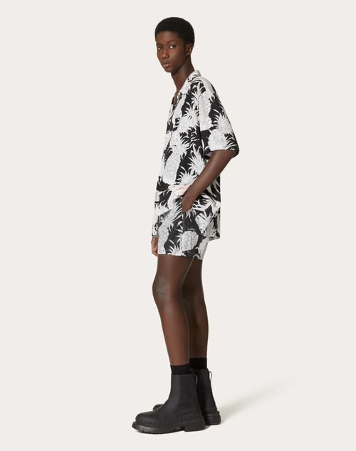 Valentino - Pineapple Print Nylon Swimsuit - Black/white - Man - Ready To Wear
