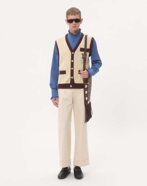 Valentino - Cotton Poplin Shirt With Plastron And Ruffles - Provence Blue - Man - New Arrivals