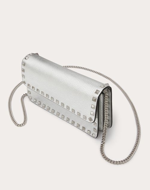 Rockstud Metallic Grainy Calfskin Wallet With Chain for Rockstud Metallic Grainy Calfskin Wallet With Chain for