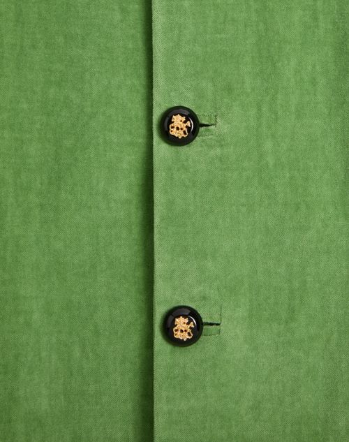 Valentino - Cotton Velvet And Washed Linen Jacket With Mandarin Collar - Laurel - Man - Man Ready To Wear Sale