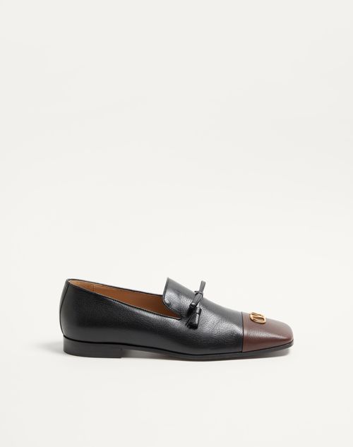 Valentino Garavani - Babouchoes Kidskin Loafer - Black/bark Brown - Man - Man
