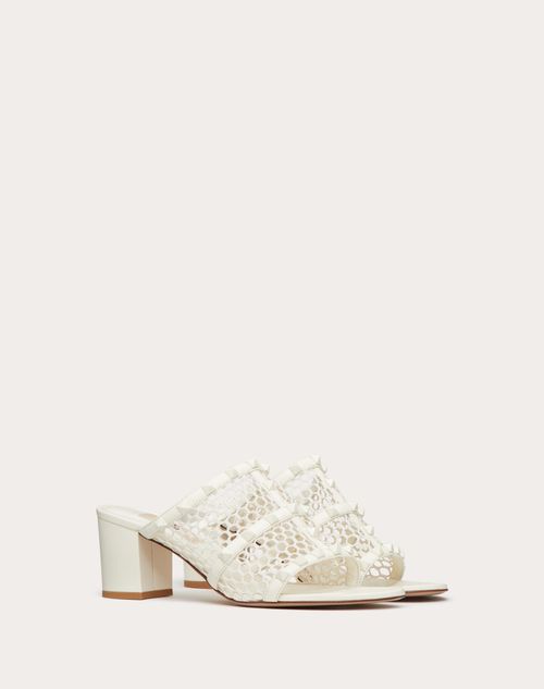 Valentino Garavani - Rockstud Mesh Slider Sandal With Matching Studs 60mm - Ivory - Woman - Sandals