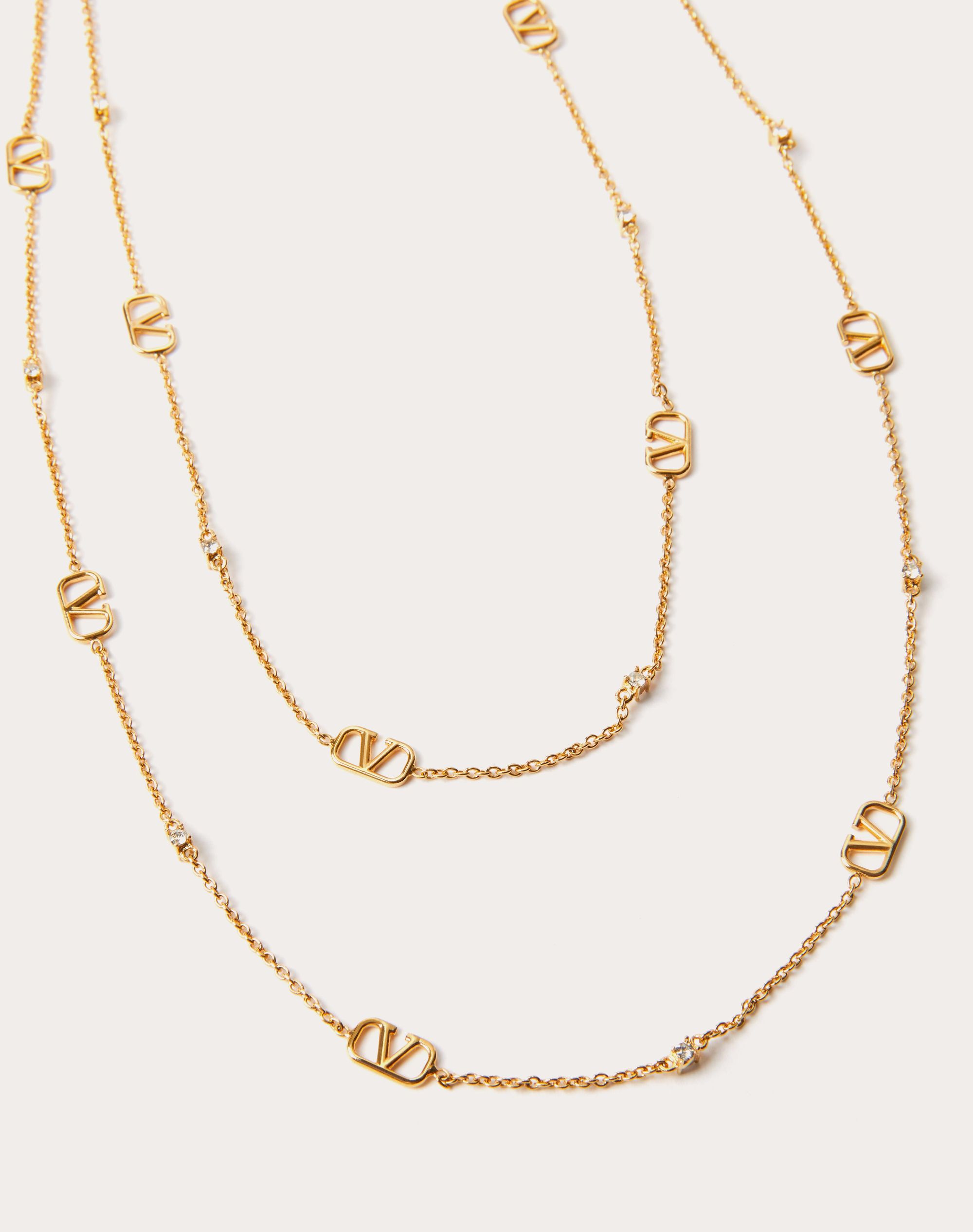 Mini Vlogo Signature Necklace In Metal And Swarovski