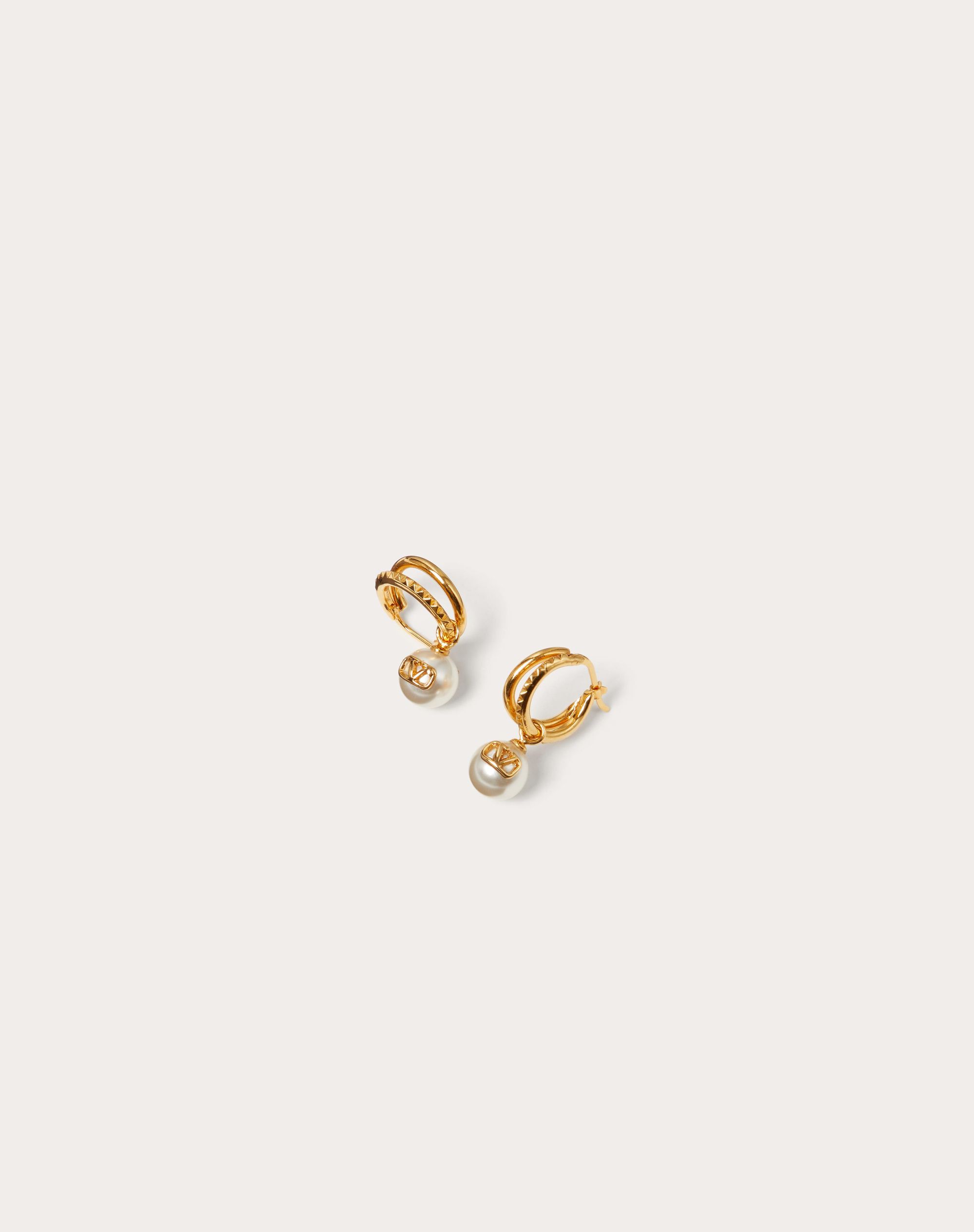 Vlogo Signature Metal Earrings With Swarovski® Pearls for