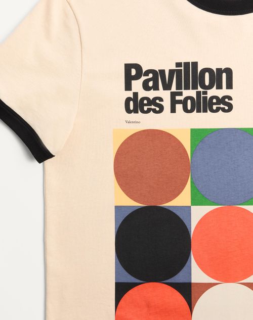 Valentino - COTTON T-SHIRT WITH PAVILLON DES FOLIES PRINT - Butter/black/multicolor - Man - T-shirts And Sweatshirts