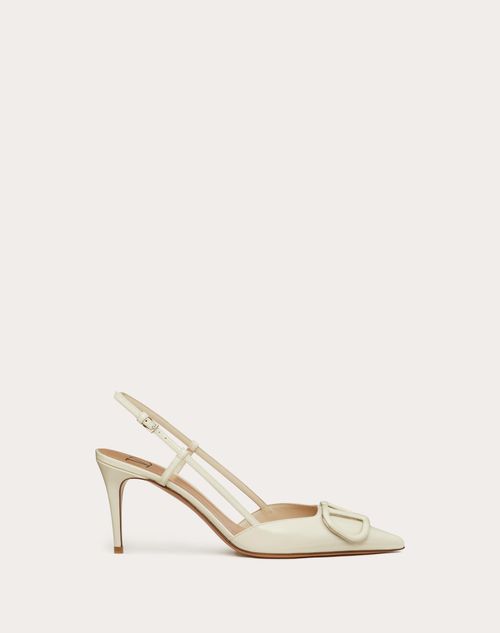 Valentino Garavani - Vlogo Signature Patent Leather Slingback Pump 80mm / 3.15 In. - Light Ivory - Woman - Shoes