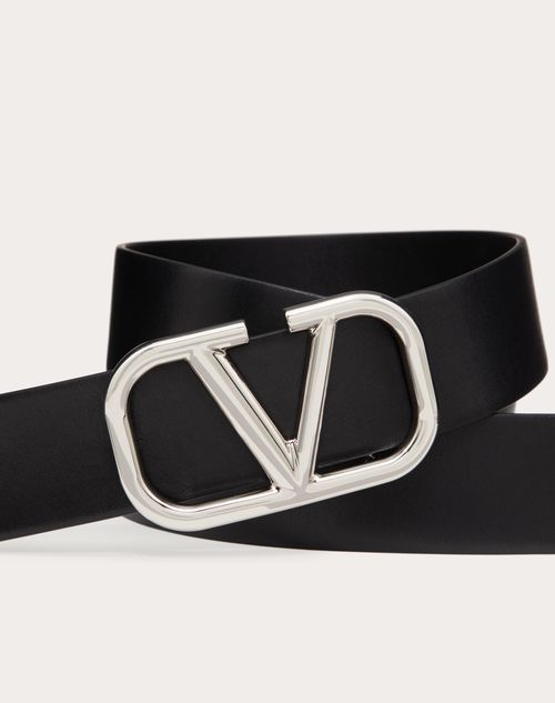 Valentino Garavani - Vlogo Signature Calfskin Belt 40 Mm - Black - Man - Gift Guide