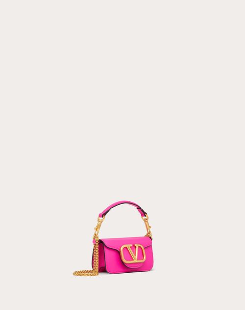 Valentino Garavani - Valentino Garavani Locò Micro Bag In Calfskin Leather With Chain - Pink Pp - Woman - Shoulder Bags