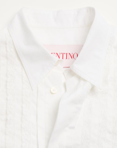Valentino - Cotton Muslin Shirt With Plastron And Lace Details - Natural - Man - Shirts