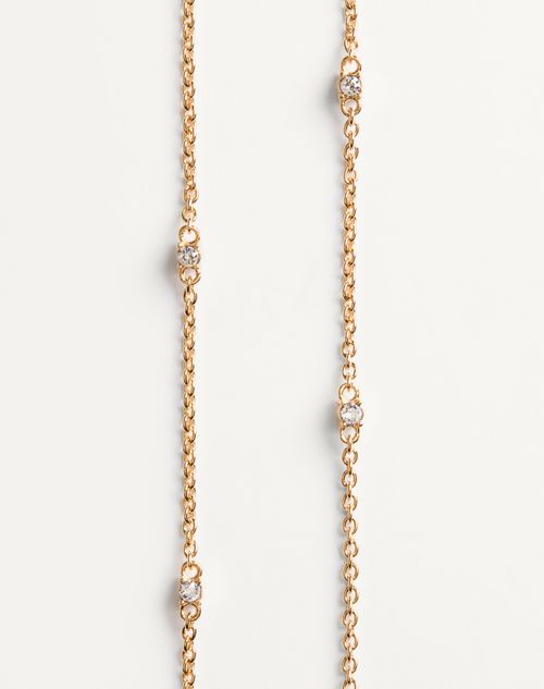 Valentino Garavani - Mini Vlogo Signature Necklace In Metal And Swarovski® Crystals - Gold/crystal - Woman - Jewellery