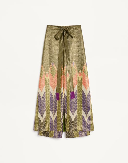 Valentino - Lurex Pants With Voyage Imaginaire Print - Multicolor - Woman - Pants And Shorts