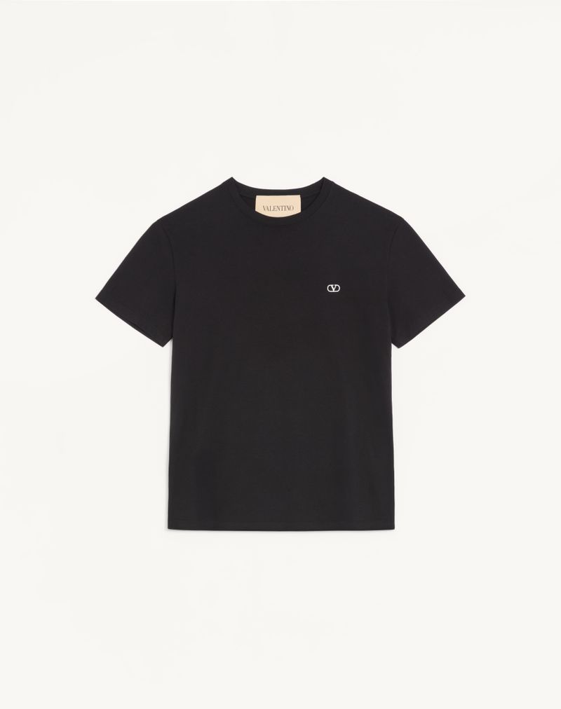 T-shirt Coton Broderie VLogo Noir — Valentino