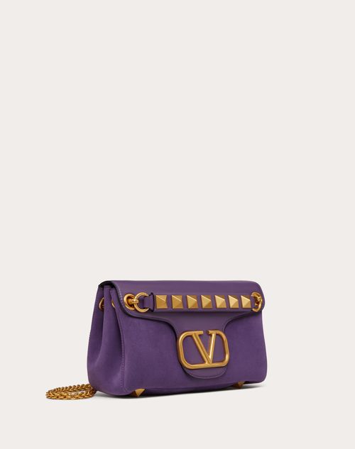 Valentino Garavani - Stud Sign Shoulder Bag In Nappa And Suede Leather - Purple - Woman - Stud Sign - Bags