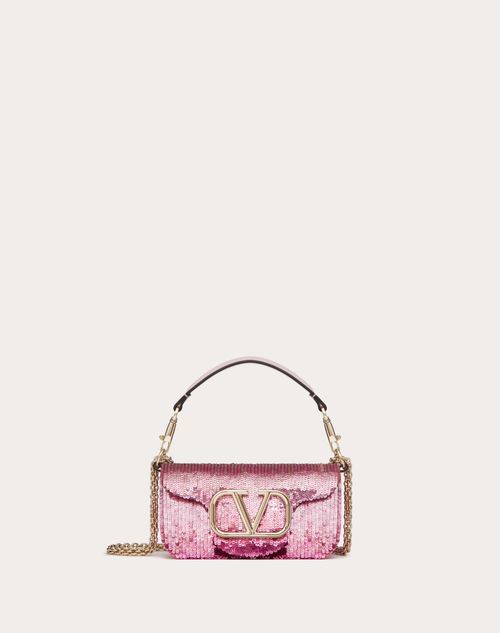 Valentino Garavani Locò Small Shoulder Bag With Gradient-effect Embroidery Woman Pink Onesize