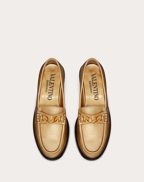 VLOGO CHAIN LOAFERS IN METALLIC NAPPA