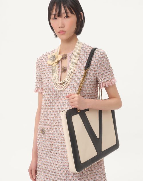 Embroidered Ribbon Tweed Short Dress for Woman in Multicolor