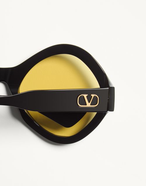 Valentino - Round Acetate Eyewear - Black/yellow - Unisex - Eyewear