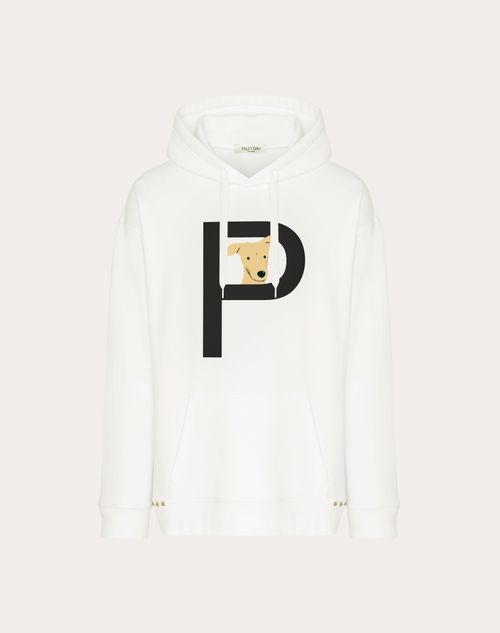 Valentino - Valentino Garavani Rockstud Pet Customisable Unisex Hooded Sweatshirt - White/ Black - Man - Rockstud Pet - Ready To Wear