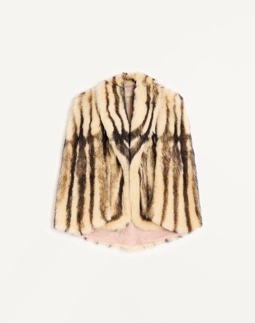 Valentino - Printed Shearling Caban Coat - Beige/brown - Woman - Coats And Outerwear
