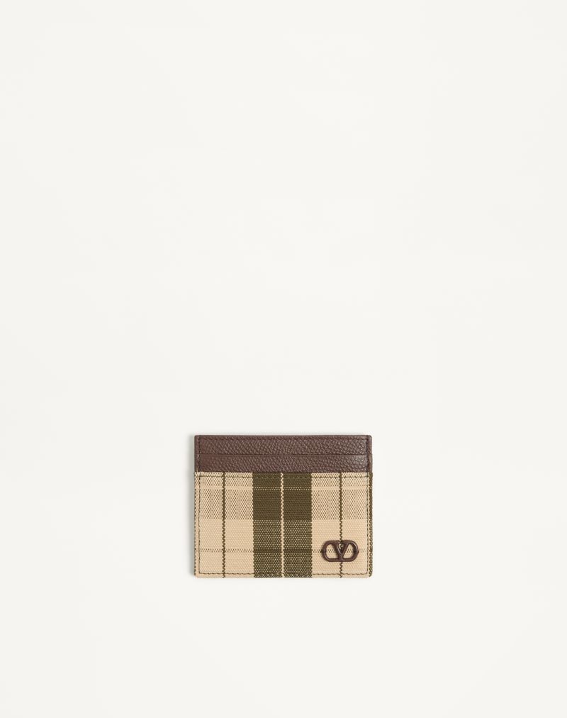 VALENTINO Vロゴ シグネチャー チェックファブリック カードホルダー