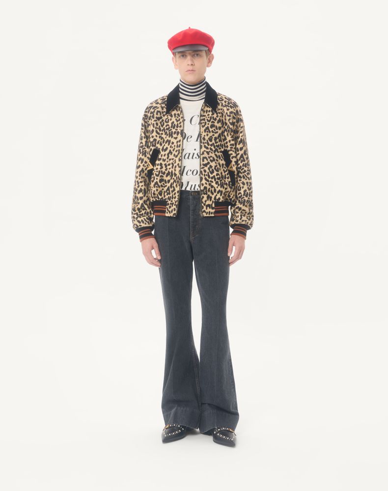 Valentino Bomber Jacket In Wool Drape With Vgold On Side Pockets Man Animal Print 48