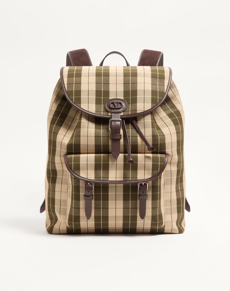 Sac À Dos Antibes Tissu À Carreaux Vert/Beige — Valentino