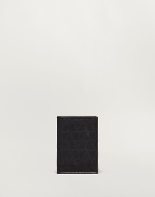 Valentino Garavani - Toile Iconographe Wallet In Technical Fabric With Leather Details - Black - Man - Wallets And Small Leather Goods