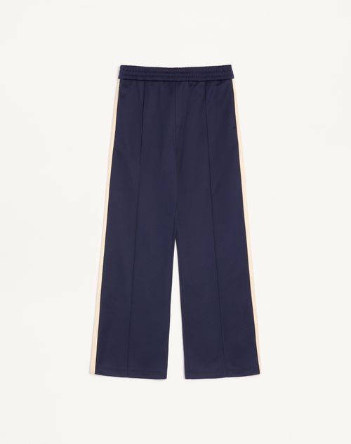 Valentino - Valentino Acetate Trousers With Vlogo Patch - Navy/butter - Man - Trousers And Shorts