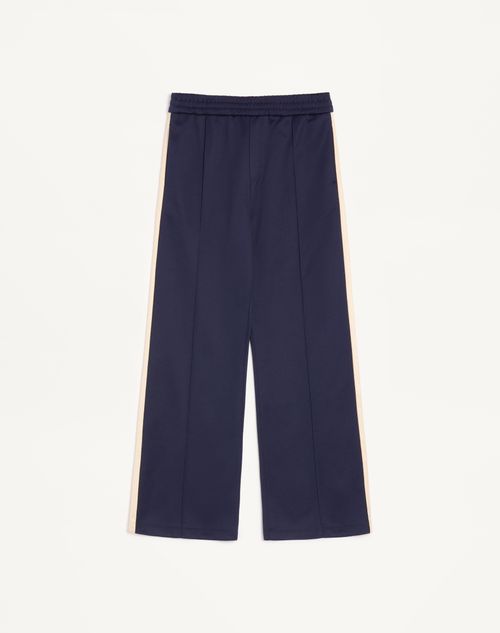 Valentino - Valentino Acetate Pants With Vlogo Patch - Navy/butter - Man - Pants And Shorts