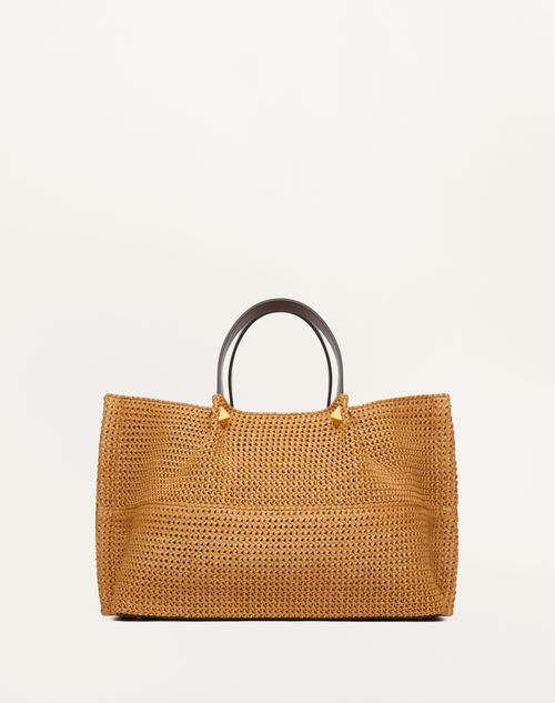 Medium Shopping Bag In Synthetic Raffia for Woman in Biscuit/chocolate ...