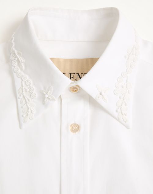 Valentino - Valentino Cotton Poplin Shirt With Embroidery On The Collar - White - Man - Shirts