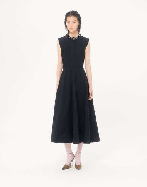 Valentino - Valentino Midi Dress In Embroidered Crepe Couture - Black/silver - Woman - Dresses