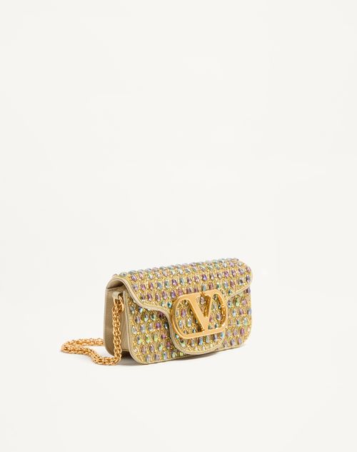 Valentino Garavani - Valentino Garavani Locò Small Embroidered Shoulder Bag - Green - Woman - Shoulder Bags