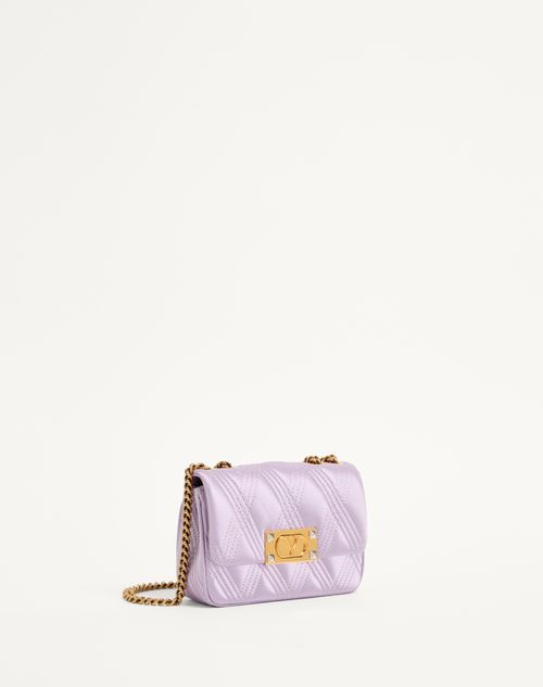 Valentino Garavani - Valentino Garavani Quiltie 67 Small Satin Shoulder Bag - Iris Liliac - Woman - Shoulder Bags