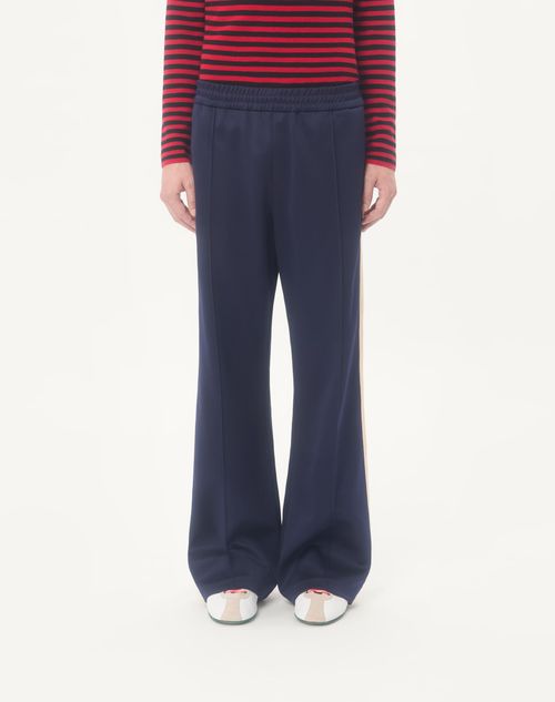 Valentino - Valentino Acetate Pants With Vlogo Patch - Navy/butter - Man - Pants And Shorts
