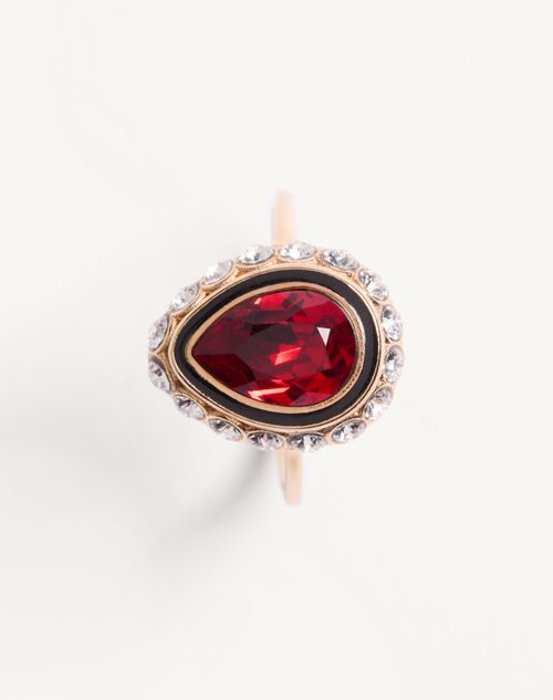 Valentino Garavani - Valentino Vlogo Signature Rhinestone Ring In Metal, Enamel And Swarovski® Crystals - Gold/multicolour - Woman - Jewellery
