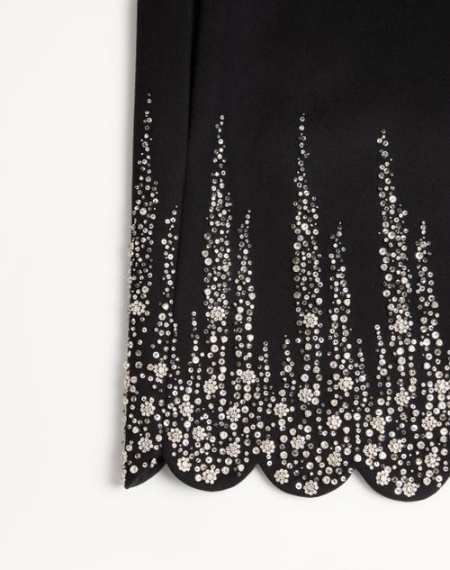 Valentino - Embroidered Compact Drap Cape - Black/silver - Woman - Coats And Outerwear