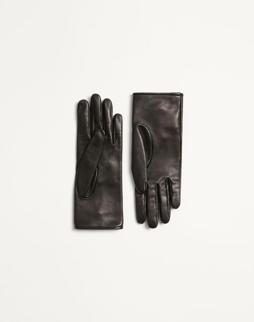 Valentino Garavani - Vlogo Signature Nappa Leather Gloves With Bows - Black - Woman - Hats And Gloves