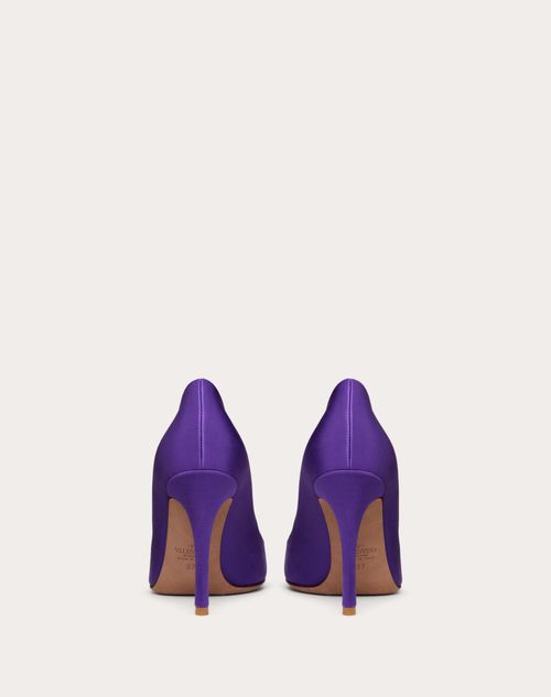 Valentino Garavani - One Stud Satin Pump With Stud And Crystals 100mm - Electric Violet/crystal - Woman - Woman View All