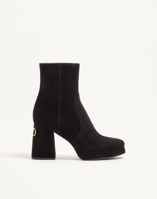 Valentino Garavani - Fawcette Platform Ankle Boot In Split Leather 90mm - Black - Woman - Boots And Ankle Boots