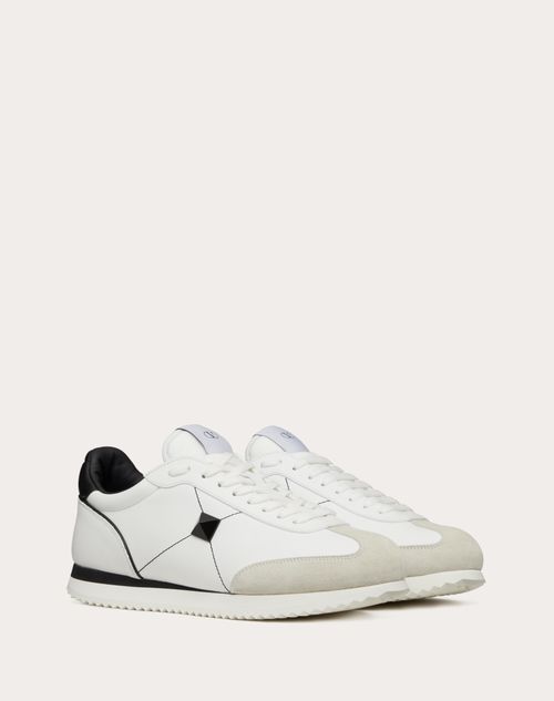 Around Low-top Calfskin Leather Sneaker for Man in White/english Green Valentino US