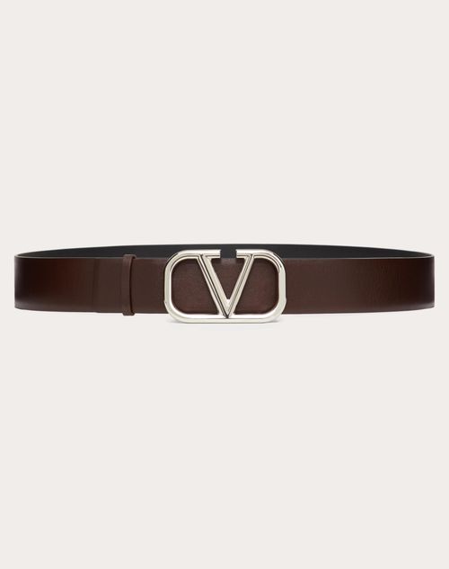 Valentino Garavani - Vロゴ シグネチャー カーフスキン ベルト40 Mm - ビターチョコレート/ブラック - 男性 - Belts - M Accessories