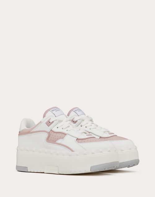 Valentino Garavani - Baskets Freedots xl En Cuir De Veau - Blanc/rose/argent - Femme - Baskets